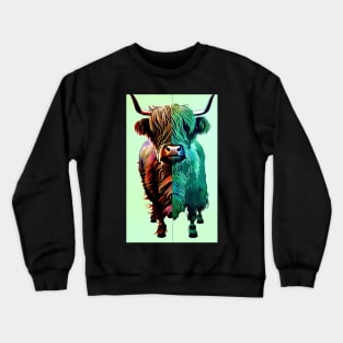 Trippy Highland Cow Crewneck Sweatshirt